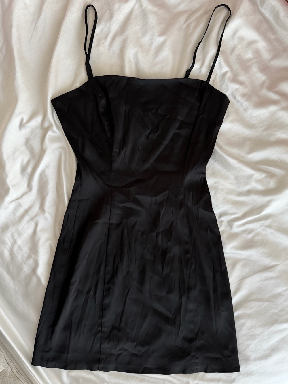 Aritzia Sleek Black Spaghetti-Strap Mini Dress